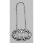 Detail view of Sherry Liquor Decanter Label / Tag highlighting design details