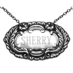 Sterling silver liquor decanter tags, front view