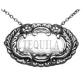 Sterling silver liquor decanter tags, front view