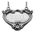 Sterling silver liquor decanter tags, front view