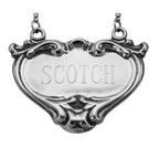 Sterling silver liquor decanter tags, front view