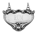 Sterling silver liquor decanter tags, front view