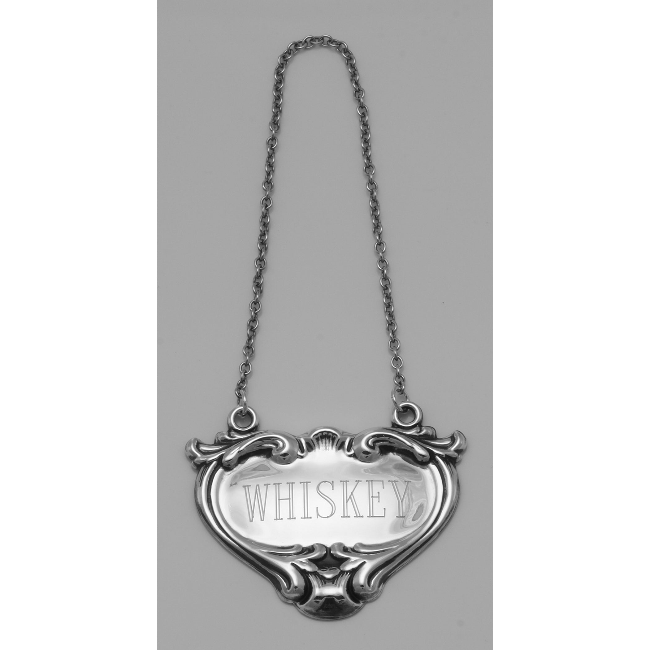 Detail view of Whiskey Liquor Decanter Label / Tag highlighting design details