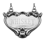 Sterling silver liquor decanter tags, front view