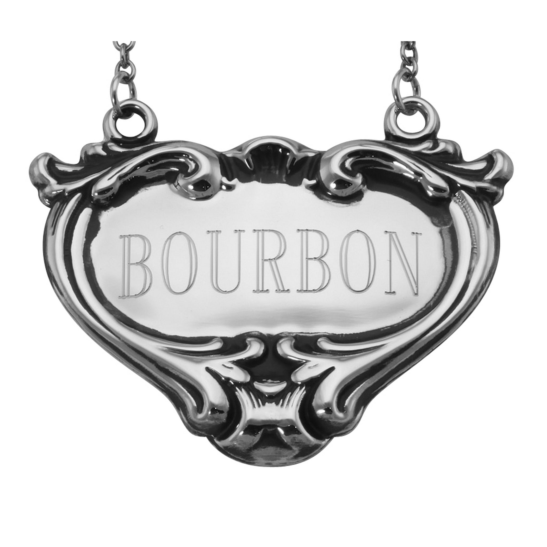 Sterling silver liquor decanter tags, front view
