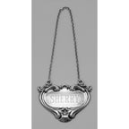 Back view of Sherry Liquor Decanter Label / Tag showing 925 sterling silver hallmark