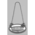 Detail view of Rum Liquor Decanter Label / Tag - Oval beaded Border - Made in USA highlighting design details
