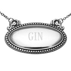 Sterling silver liquor decanter tags, front view