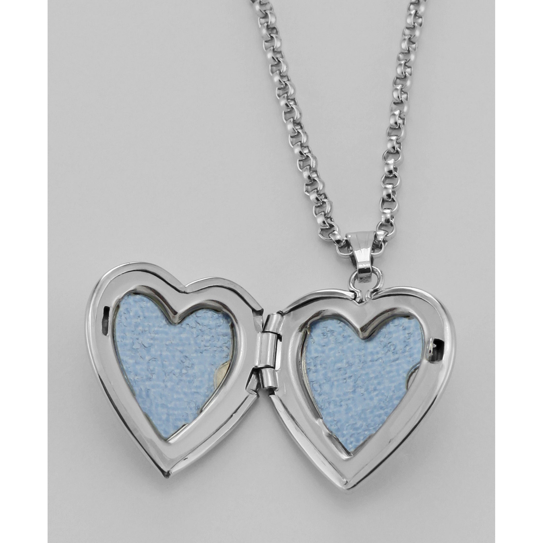 Detail view of Sterling Heart Shaped Locket - Engravable - 14mm - Made in USA highlighting design details