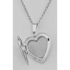 Back view of Heart Shaped Mom Sterling Locket - 19mm showing 925 sterling silver hallmark and spring ring clasp
