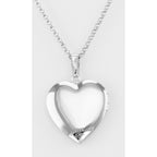 Back view of Heart Shaped I Love You Sterling Silver Locket with Chain - 19mm showing 925 sterling silver hallmark and spring