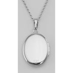 Detail view of Silver Oval Mom Locket - Tri-Color Floral - 16mm highlighting design details