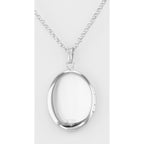 Back view of Oval Locket - I Love You with Chain - 16mm showing 925 sterling silver hallmark and spring ring clasp