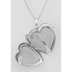 Detail view of (4) Four Photo Heart Locket with Chain - USA highlighting design details