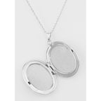 Detail view of Oval Locket with Border Design with Chain - 23mm USA highlighting design details