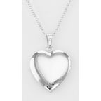Back view of Floral Heart Locket with Chain - 19mm - Made in USA showing 925 sterling silver hallmark and spring ring clasp
