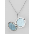 Detail view of Round Locket Border Design with Chain - 19mm highlighting design details