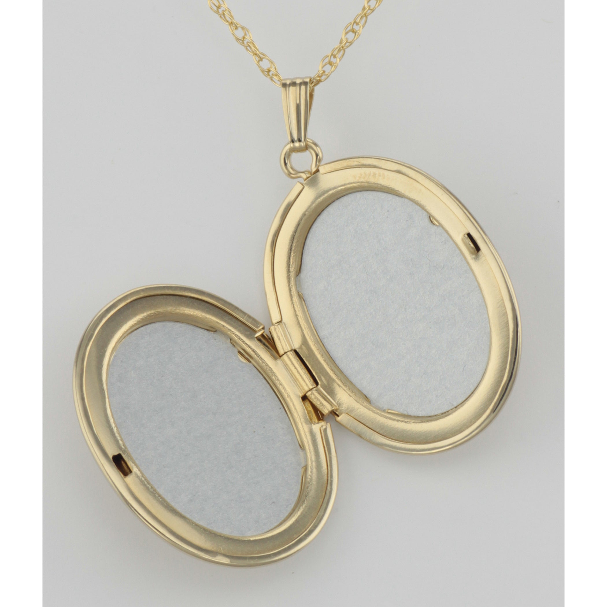 Detail view of 14K Gold Filled Oval Locket with Border Design with Chain 23mm USA highlighting design details