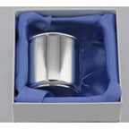 Back view of Gorgeous Sterling Silver Baby Cup - Engravable - Made in USA showing 925 sterling silver hallmark