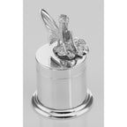 Detail view of Beautiful Baby Keepsake Sterling Silver Tooth Fairy or First Curl Box made USA highlighting design details