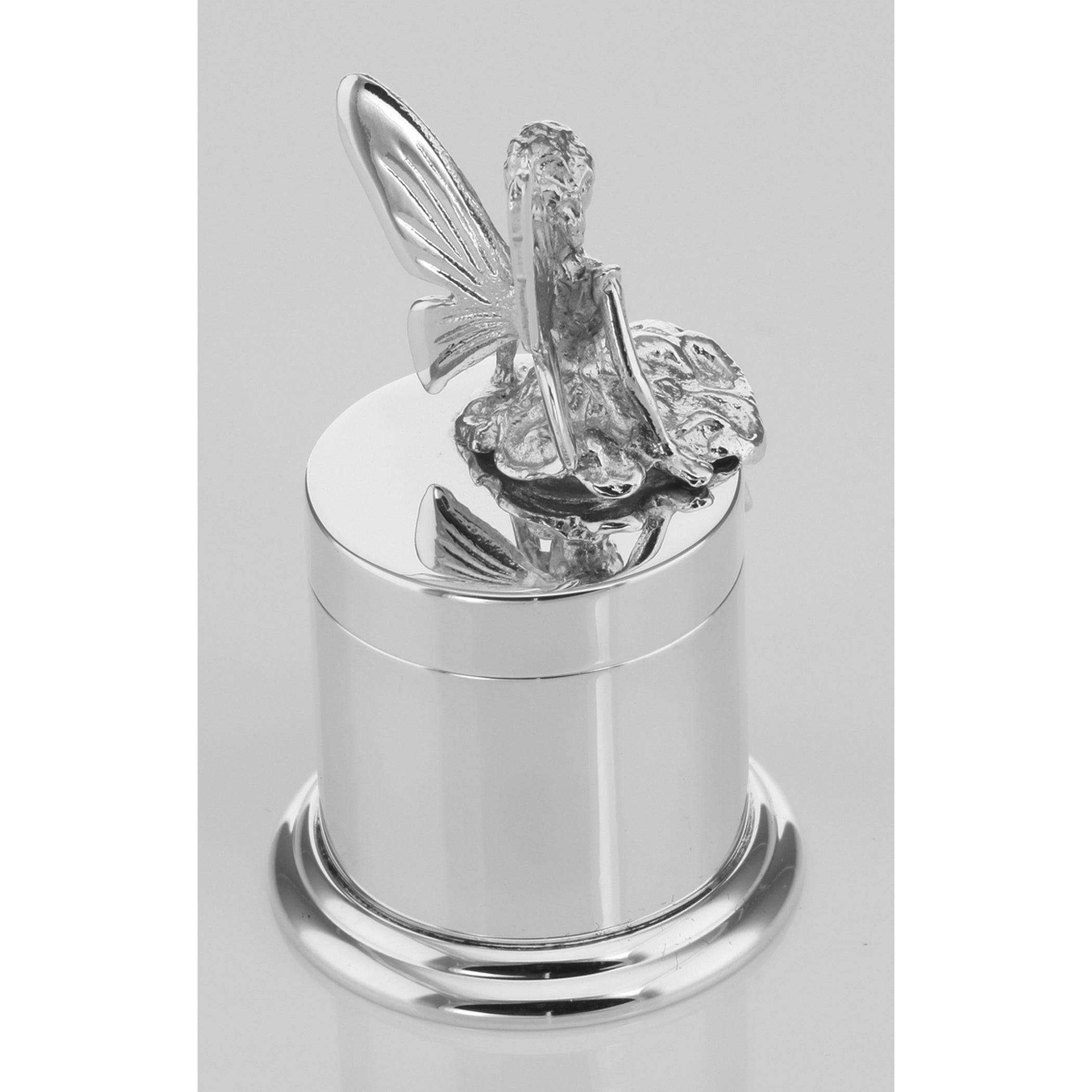 Detail view of Beautiful Baby Keepsake Sterling Silver Tooth Fairy or First Curl Box made USA highlighting design details