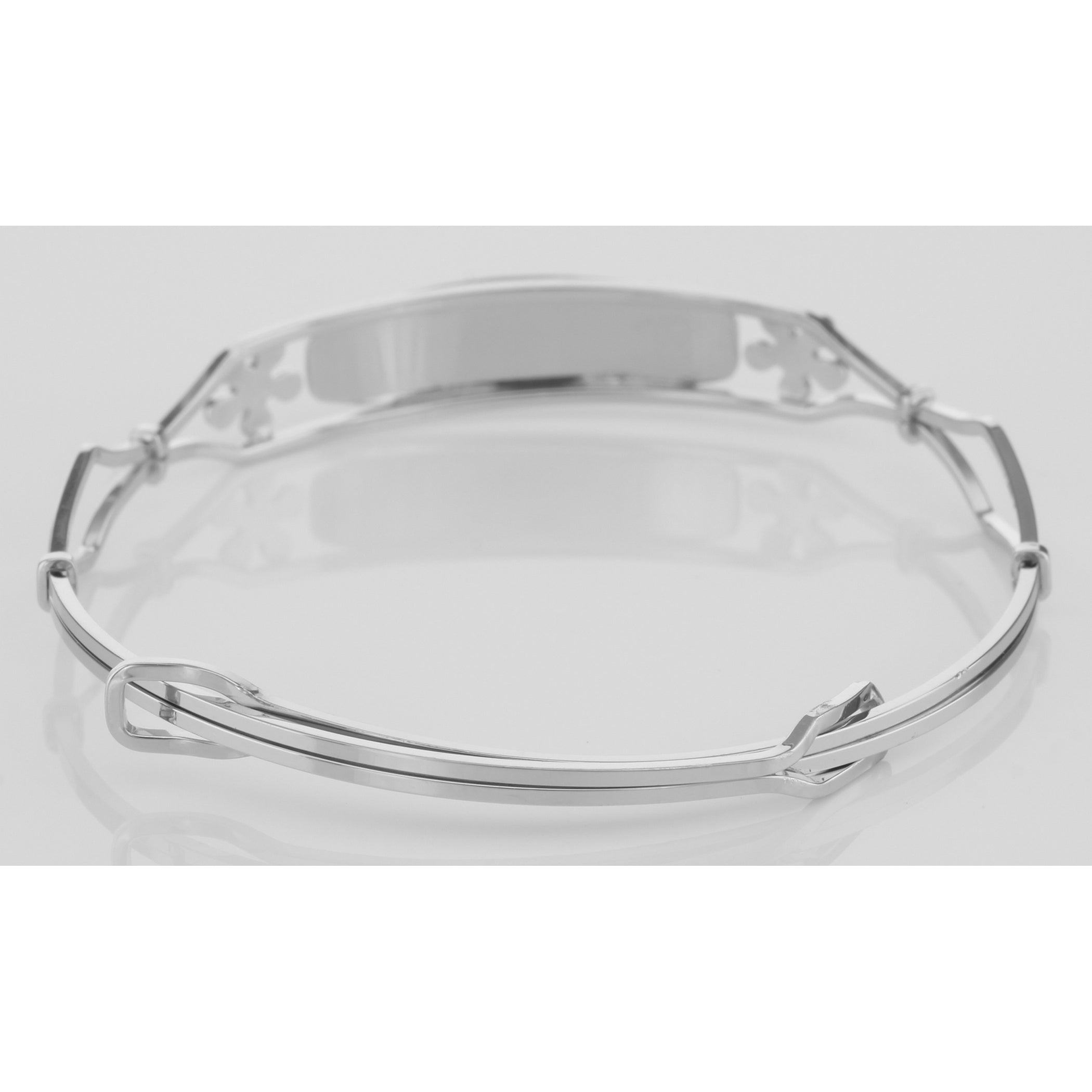 Detail view of Childrens Flower ID Bangle - Adjustable - Made in USA highlighting design details