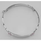 Detail view of Childrens Flower ID Bangle - Adjustable - Made in USA highlighting design details