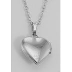 Back view of Silver Child's Flower Heart Locket Children's - 13mm showing 925 sterling silver hallmark and spring ring clasp