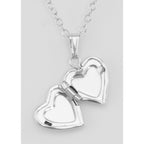 Back view of Baby Heart Locket Floral Design with Chain - 10mm showing 925 sterling silver hallmark and spring ring clasp