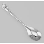 Back view of Classic Plain Sterling Silver Mustard / Salt Spoon showing 925 sterling silver hallmark