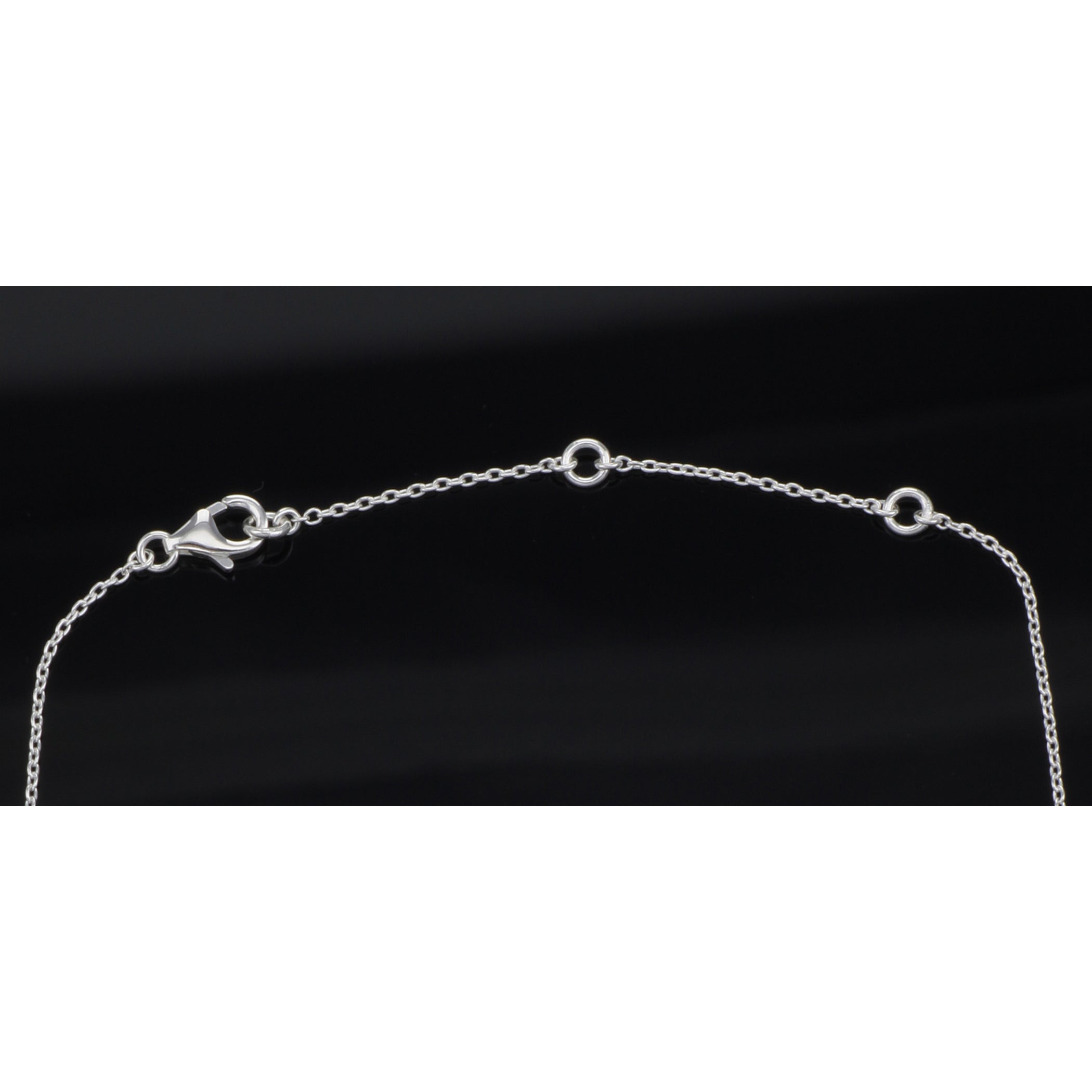 Detail view of Beautiful Infinity Necklace with Adjustable Chain in Fine Sterling Silver highlighting design details