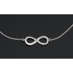 Back view of Beautiful Infinity Necklace with Adjustable Chain in Fine Sterling Silver showing 925 sterling silver hallmark a