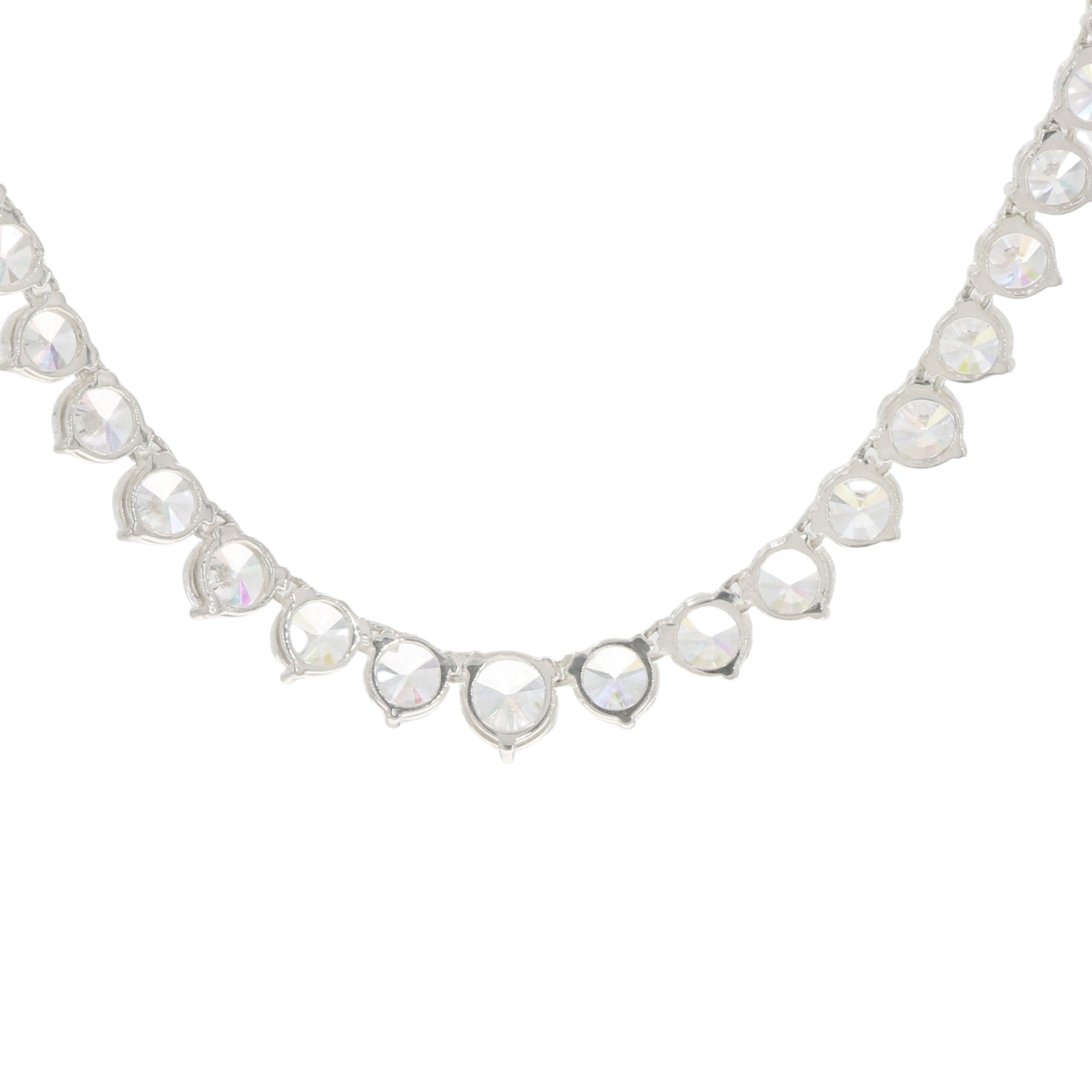 Detail view of Lovely 81 Prong Set CZ's Cubic Zirconia Necklace in Fine Sterling Silver highlighting Cubic Zirconia, CZ