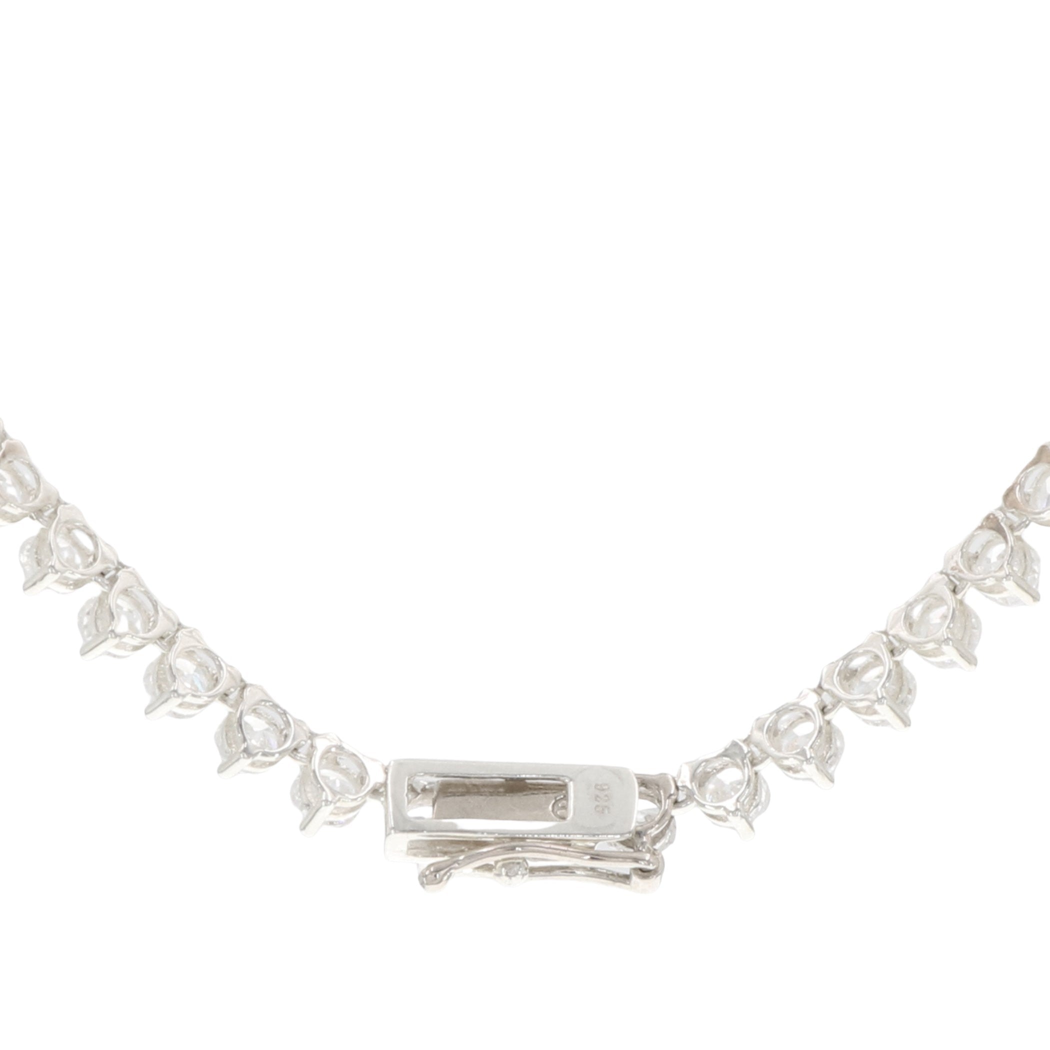 Detail view of Lovely 81 Prong Set CZ's Cubic Zirconia Necklace in Fine Sterling Silver highlighting Cubic Zirconia, CZ