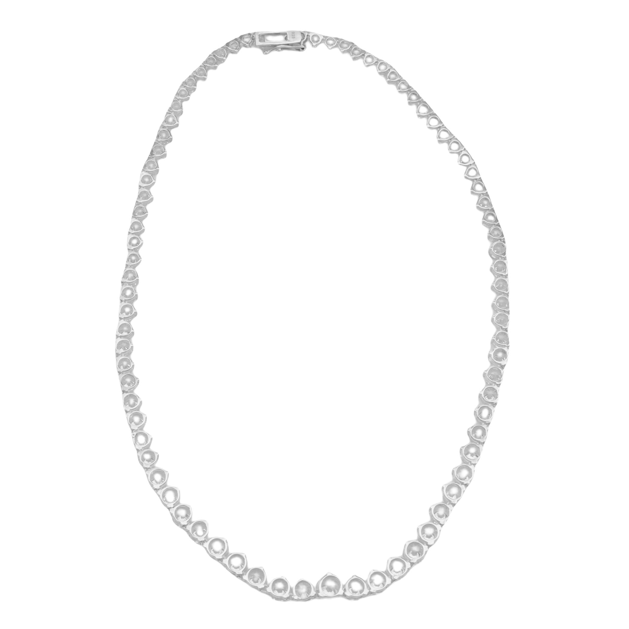 Detail view of Lovely 81 Prong Set CZ's Cubic Zirconia Necklace in Fine Sterling Silver highlighting Cubic Zirconia, CZ