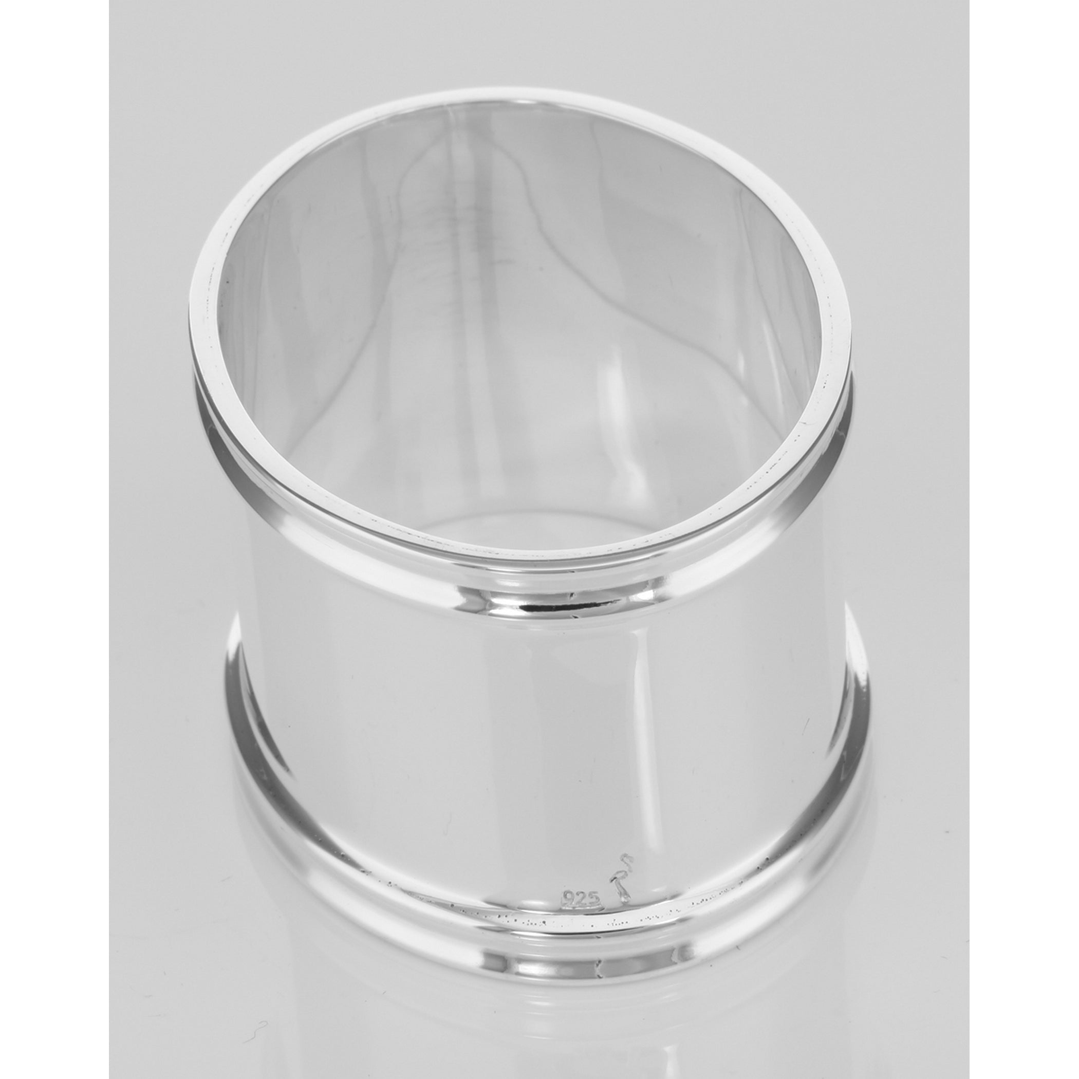 Back view of Napkin Ring - Oval - Made in Italy showing 925 sterling silver hallmark