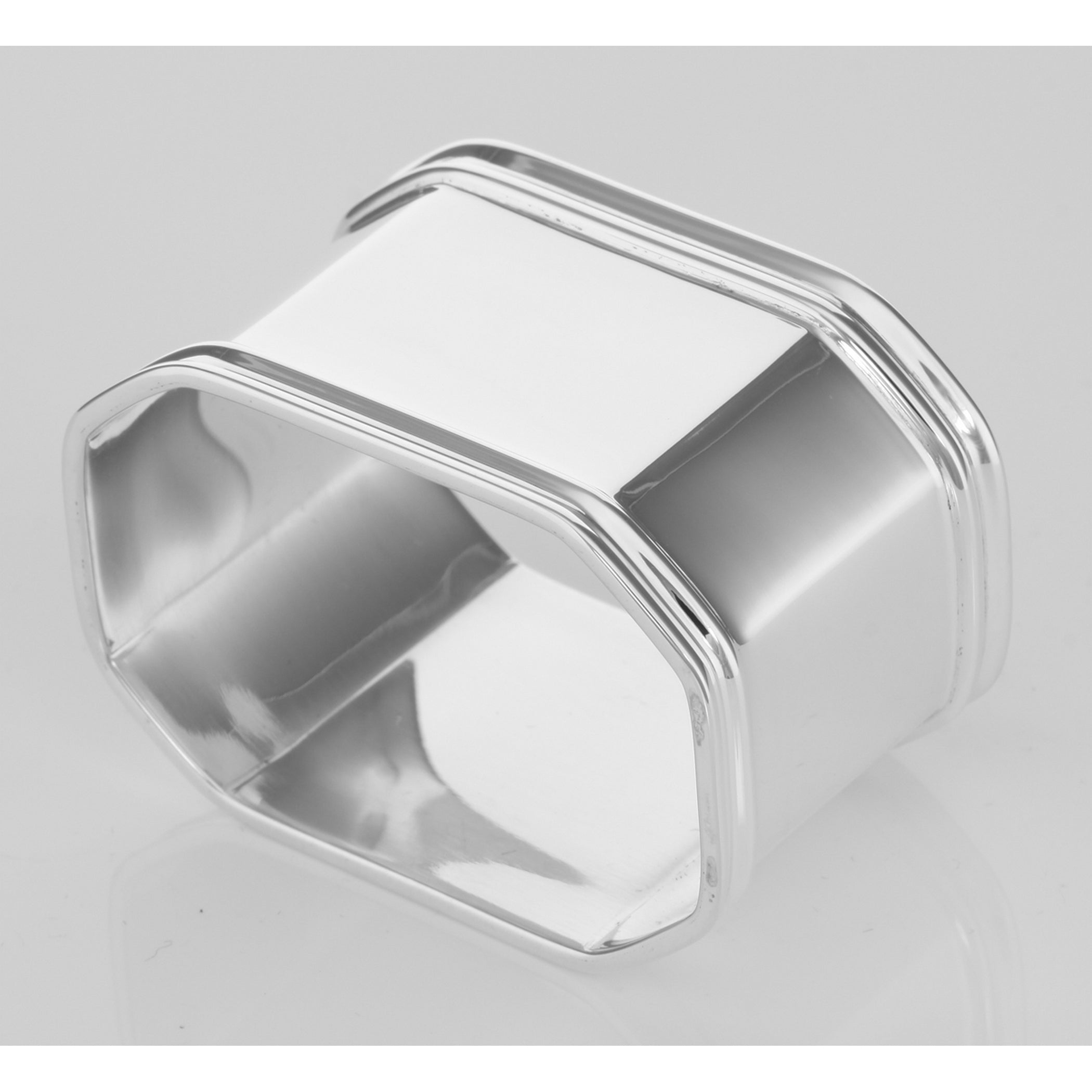 Back view of Napkin Ring - Octagonal - Made in Italy showing 925 sterling silver hallmark