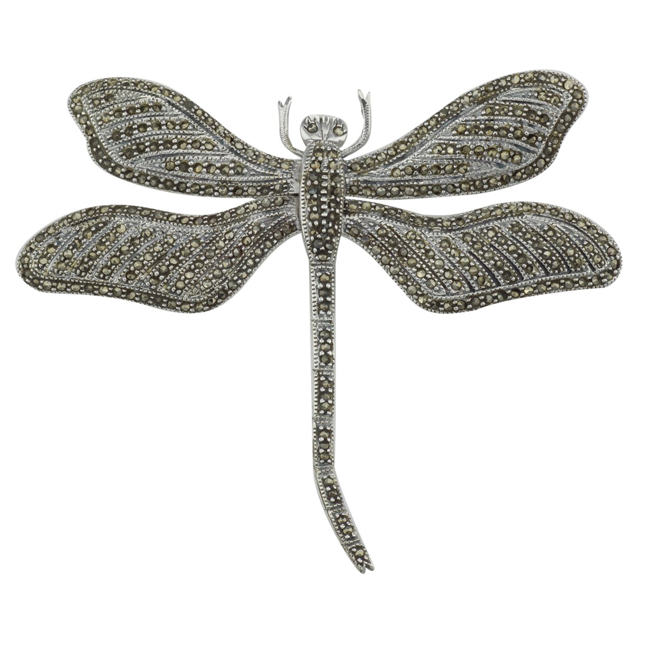 Marcasite, sterling silver brooches / pins, front view
