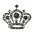 Garnet, Marcasite, sterling silver brooches / pins, front view