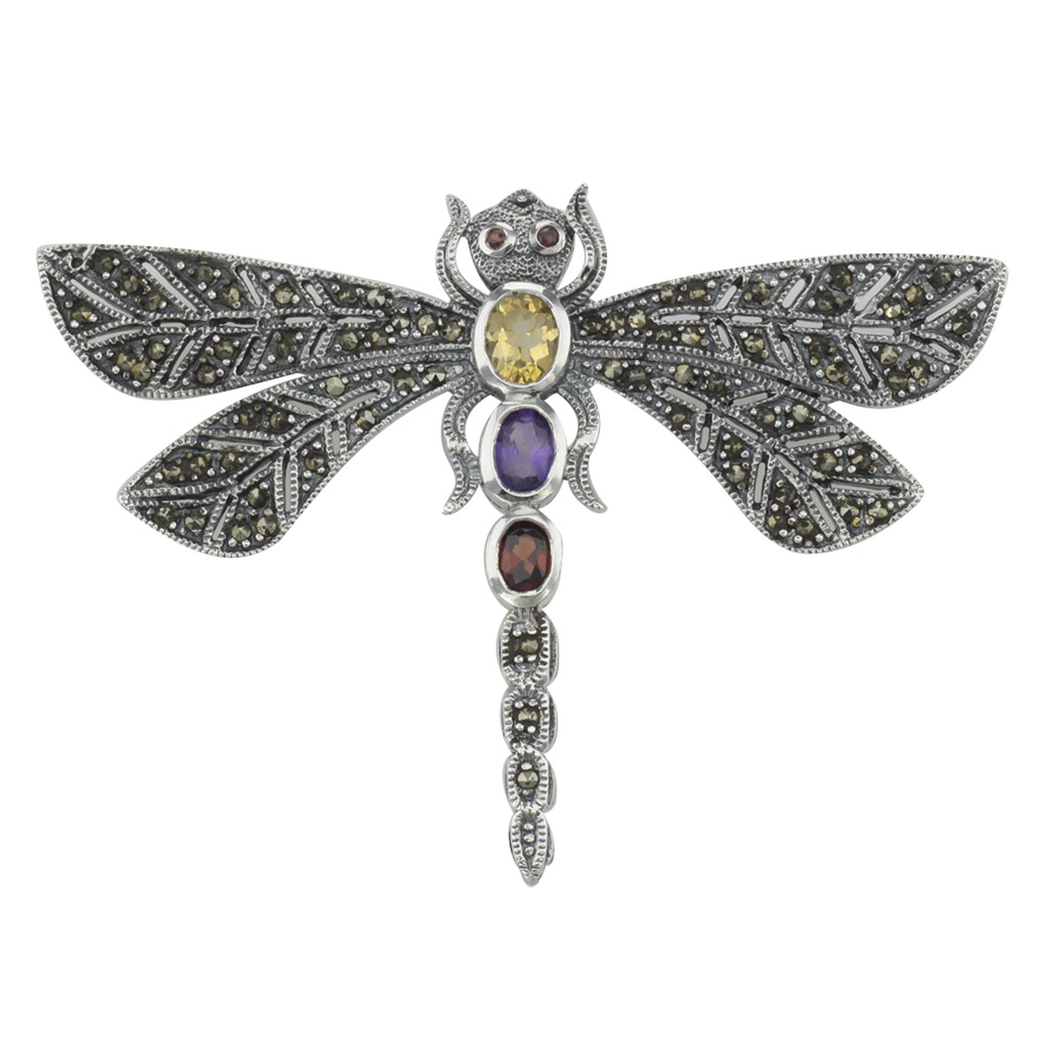 Marcasite, sterling silver brooches / pins, front view