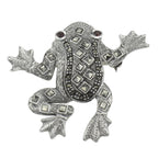Garnet, Marcasite, sterling silver brooches / pins, front view