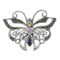 Marcasite, sterling silver brooches / pins, front view