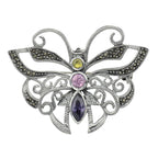 Marcasite, sterling silver brooches / pins, front view