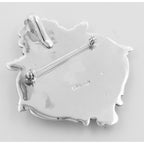 Back view of Art Nouveau Style Cherub Pin or Pendant showing 925 sterling silver hallmark and spring ring clasp