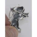 Back view of Love Cupid / Cherub Art Nouveau Style Pin or Pendant Sterling Silver showing 925 sterling silver hallmark and sp
