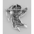 Detail view of Love Cupid / Cherub Art Nouveau Style Pin or Pendant Sterling Silver highlighting design details