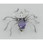 Detail view of Amethyst Spider Pin or Brooch highlighting Amethyst