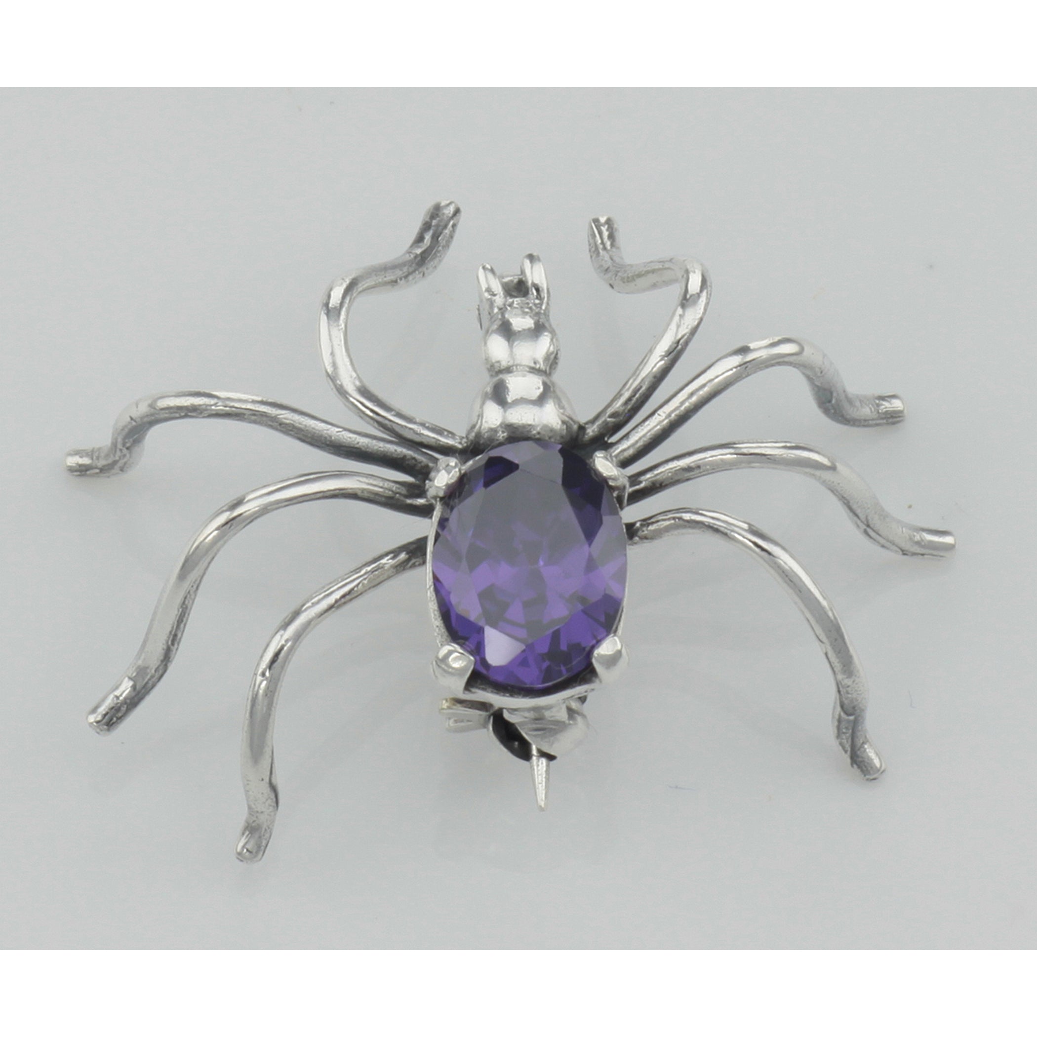 Detail view of Amethyst Spider Pin or Brooch highlighting Amethyst