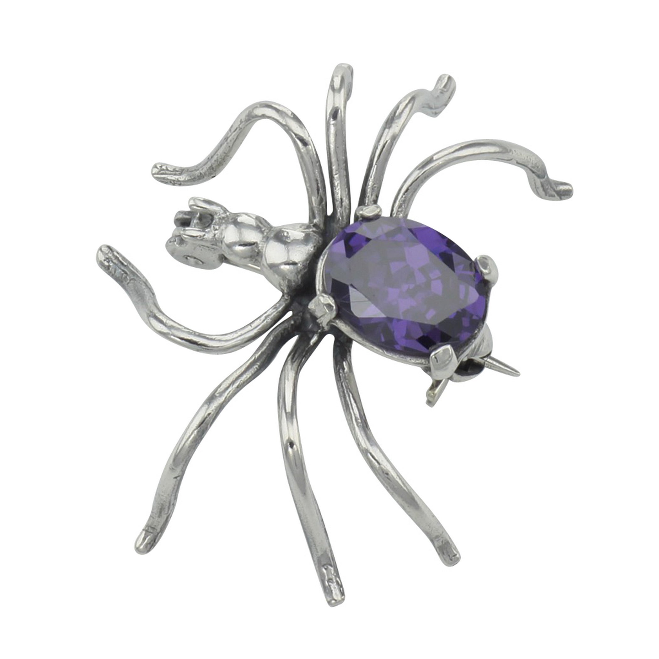 Amethyst, sterling silver brooches / pins, front view