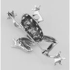 Back view of Frog Pin - Tree Frog Brooch showing 925 sterling silver hallmark and pin back
